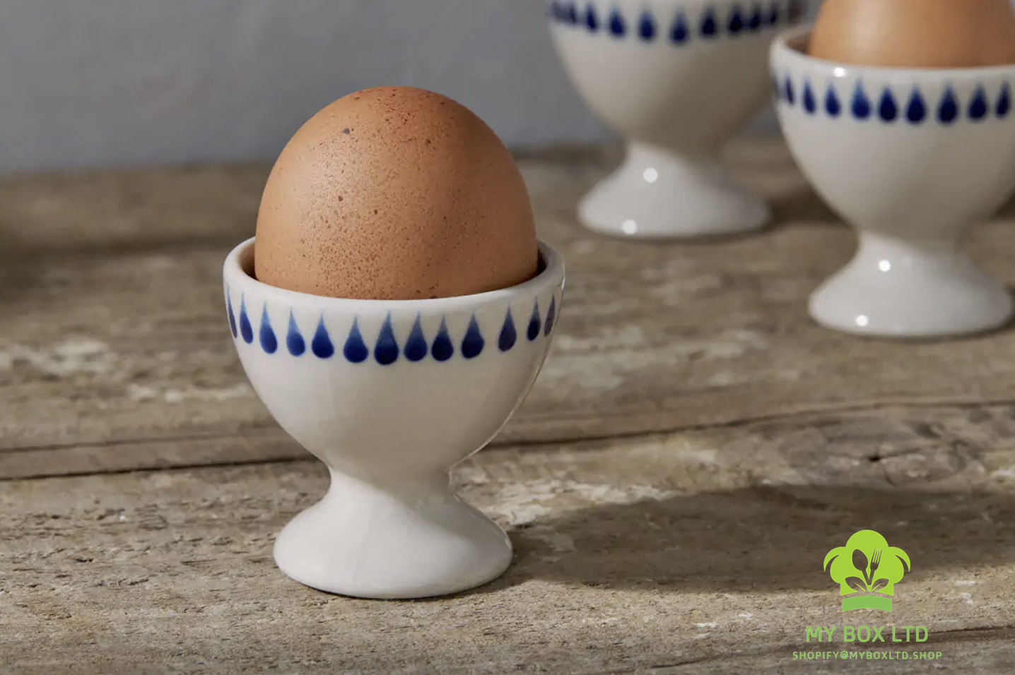 Indigo drop egg cups - cream Indigo